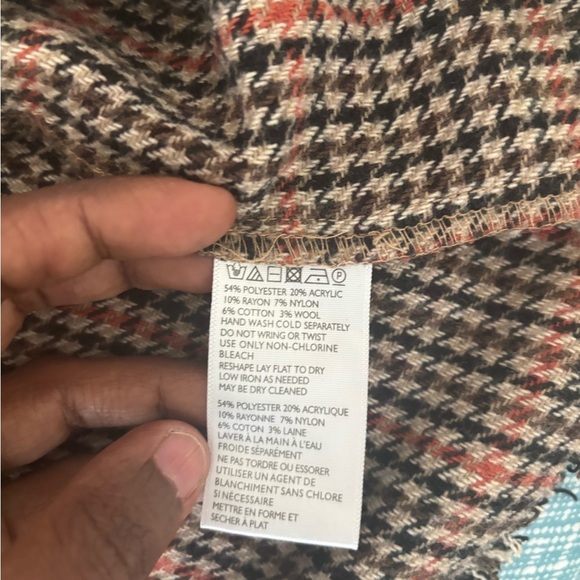 Urban Outfitters Houndstooth Fringe Plaid Wrap Skirt ASO Kirby Anders in Dynasty - Picture 5 of 7